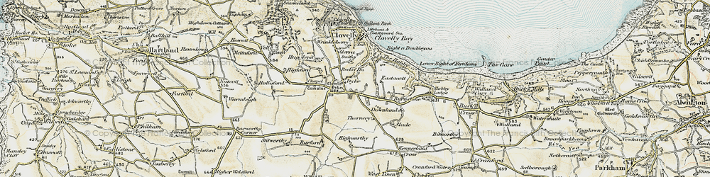 Old map of Higher Clovelly in 1900