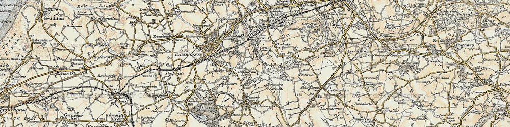 Old map of Higher Condurrow in 1900