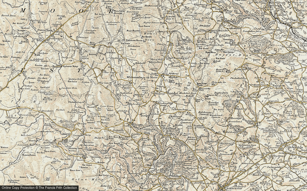 Old Map of Historic Map covering Blackslade Down in 1899-1900