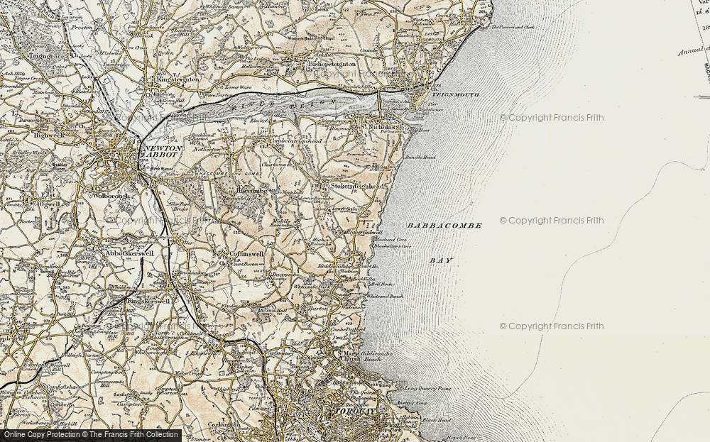 Old Map of Historic Map covering Babbacombe Bay in 1899