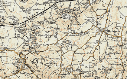 Old map of Higher Halstock Leigh in 1899