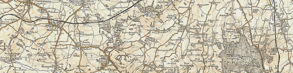 Old map of Higher Halstock Leigh in 1899
