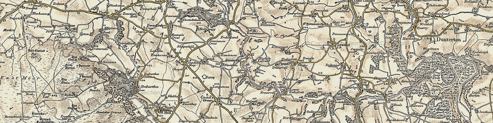 Old map of Higher Larrick in 1900