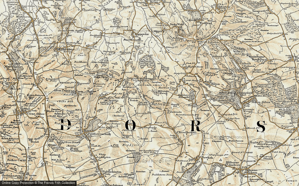 Old Map of Historic Map covering Bowdens in 1897-1909