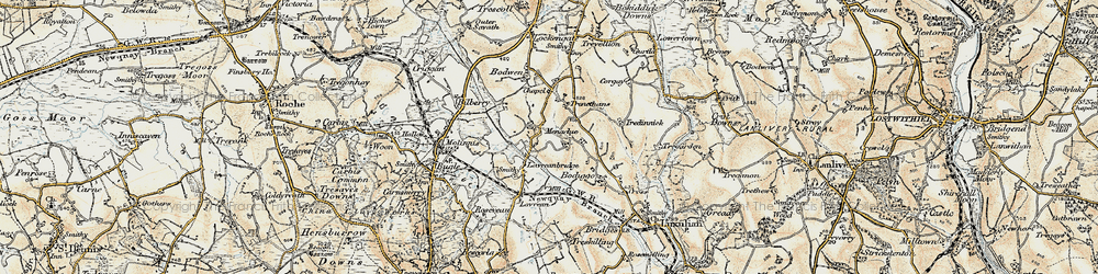Old map of Higher Menadew in 1900