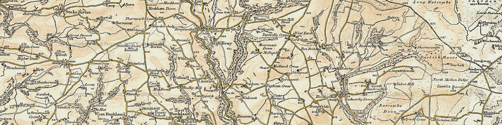 Old map of Higher Molland in 1900