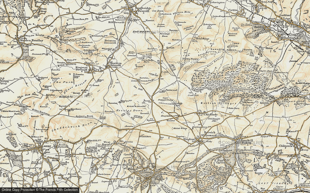 Old Map of Historic Map covering Bockerly Hill in 1897-1899