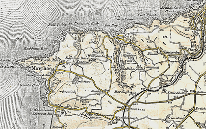 Old map of Higher Warcombe in 1900