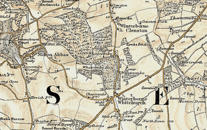 Old map of Higher Whatcombe in 1897-1909
