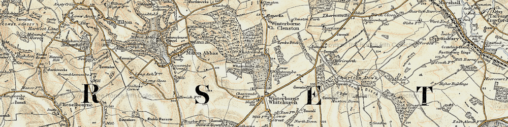Old map of Higher Whatcombe in 1897-1909