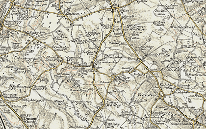 Old map of Higher Whitley in 1902-1903