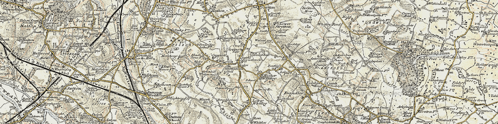 Old map of Higher Whitley in 1902-1903