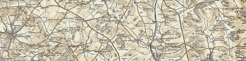 Old map of Higher Wraxall in 1899