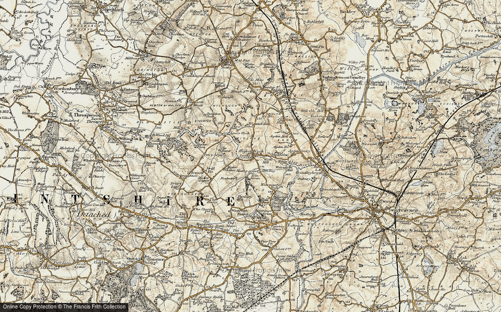 Old Map of Historic Map covering Sandholes in 1902