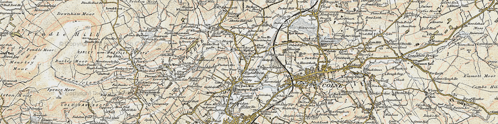Old map of Higherford in 1903-1904