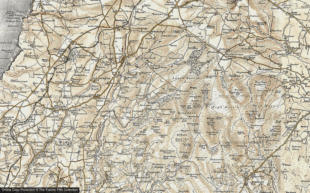 Old Map of Historic Map covering Lower Moor in 1900