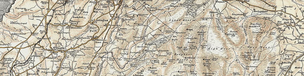 Old map of Lower Moor in 1900