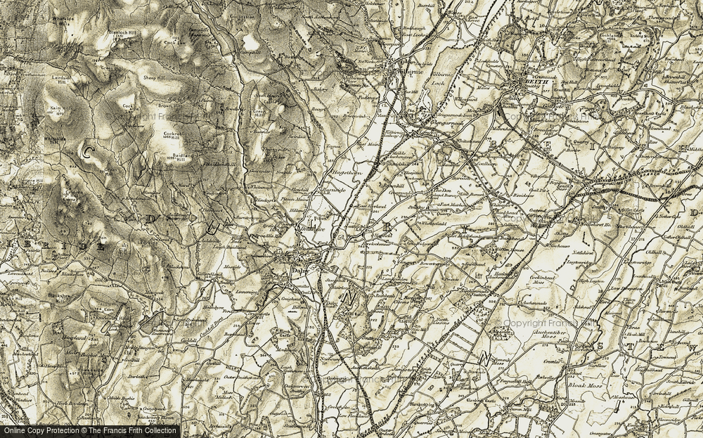 Old Map of Historic Map covering Bombo Burn in 1905-1906