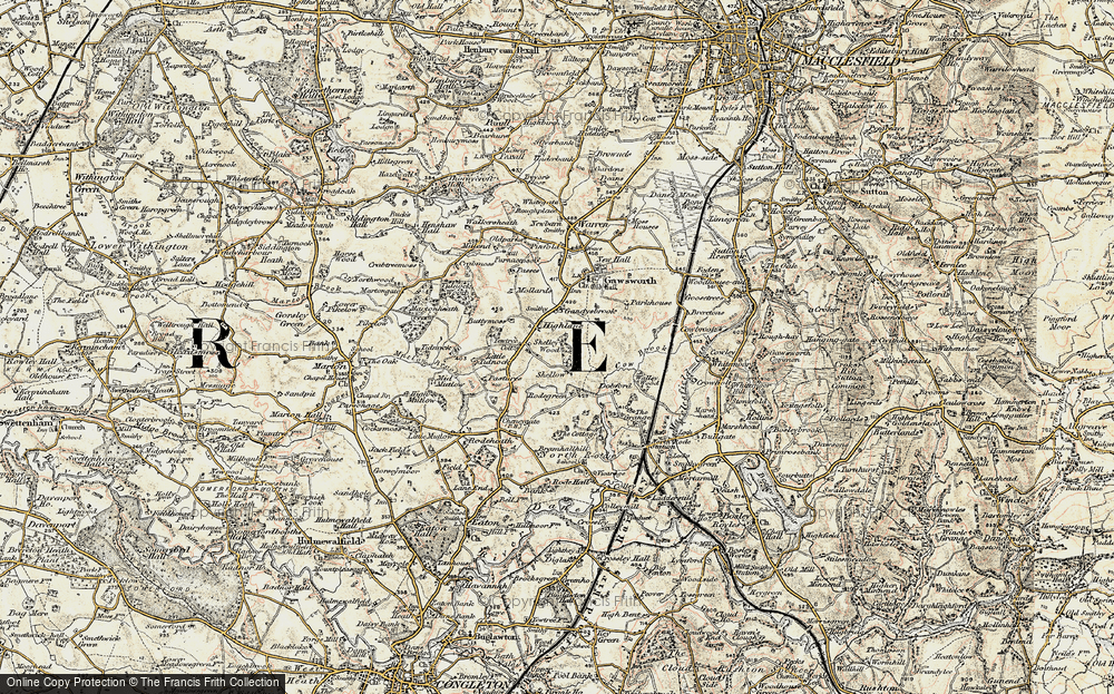 Old Map of Historic Map covering Butty Moss in 1902-1903
