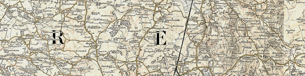 Old map of Butty Moss in 1902-1903