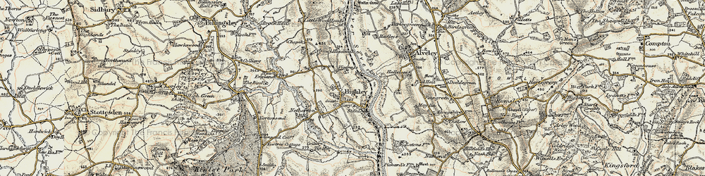 Old map of Highley in 1901-1902
