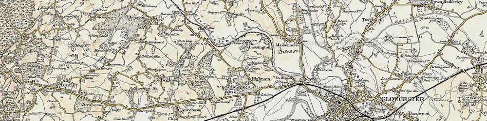 Old map of Lassington in 1898-1900