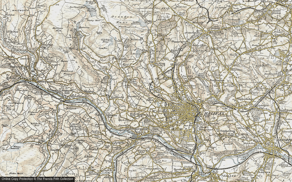 Old Map of Historic Map covering Ovenden Wood in 1903