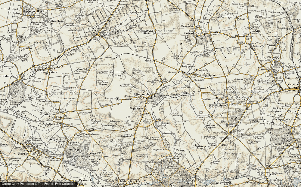 Old Map of Historic Map covering Wimbotsham Plantn in 1901-1902