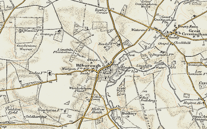 Old map of Hilborough in 1901-1902