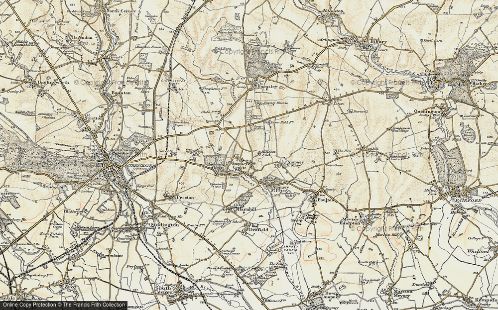 Old Map of Historic Map covering Ampney Park in 1898-1899