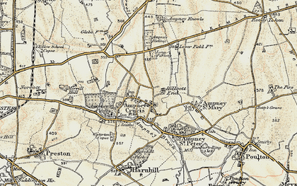 Old map of Ampney Riding in 1898-1899