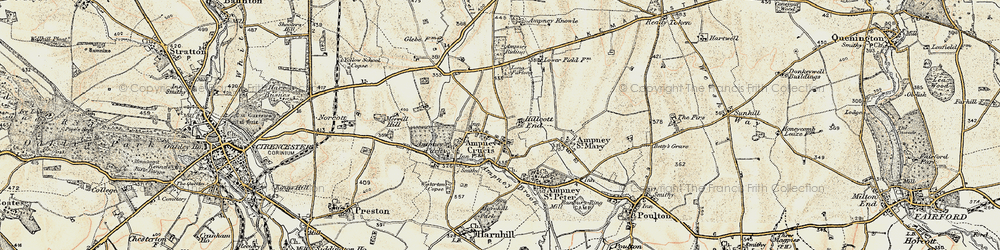 Old map of Hilcot End in 1898-1899