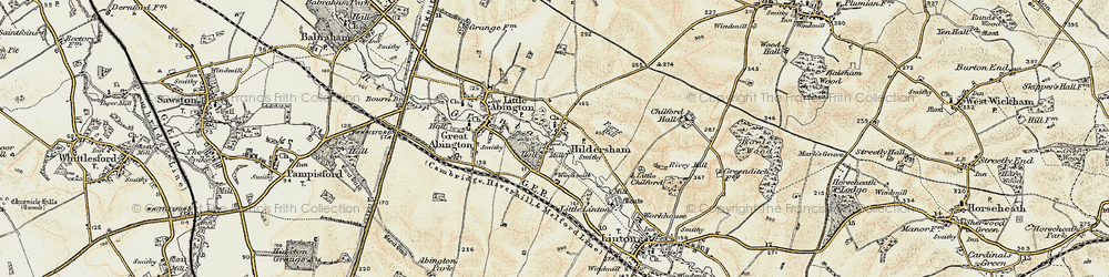 Old map of Hildersham in 1899-1901