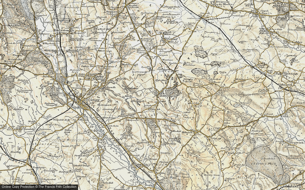 Old Map of Historic Map covering Wooliscroft in 1902