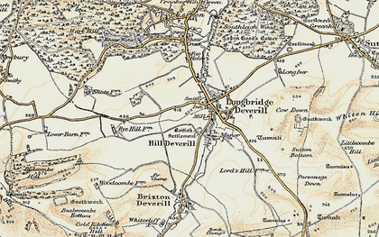 Old map of Hill Deverill in 1897-1899