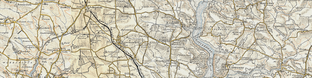 Old map of Hill Mountain in 1901-1912