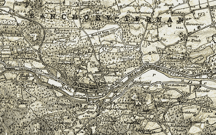 Old map of Hill of Banchory in 1908-1909