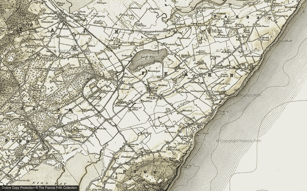 Old Map of Hill of Fearn, 1911-1912 in 1911-1912