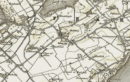 Old map of Hill of Fearn in 1911-1912