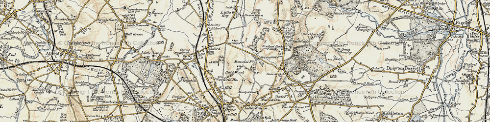 Old map of Hill Wood in 1901-1902