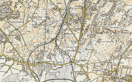 Old map of Hillbourne in 1897-1909