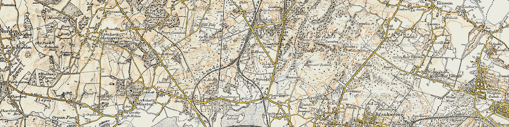 Old map of Hillbourne in 1897-1909