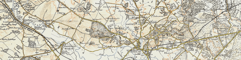Old map of Hillbutts in 1897-1909