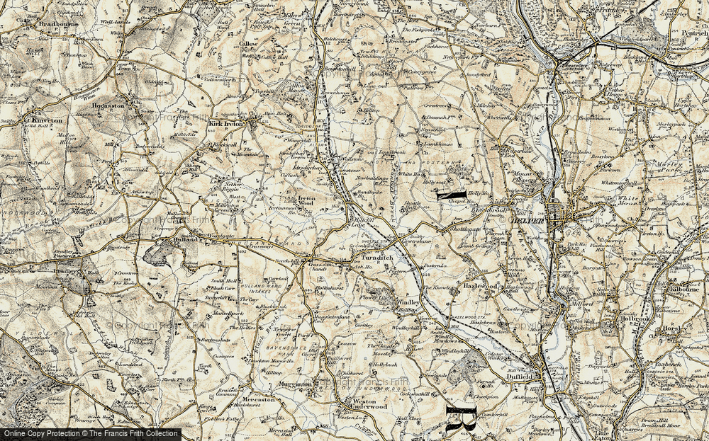 Old Map of Hillclifflane, 1902 in 1902