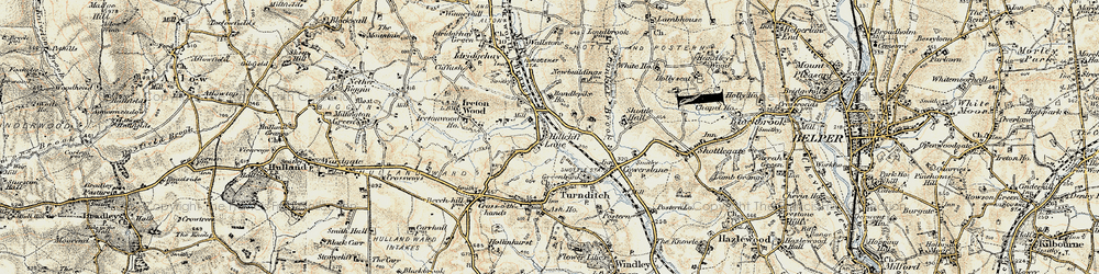 Old map of Hillclifflane in 1902