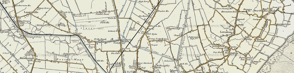 Old map of Hilldyke in 1901-1902