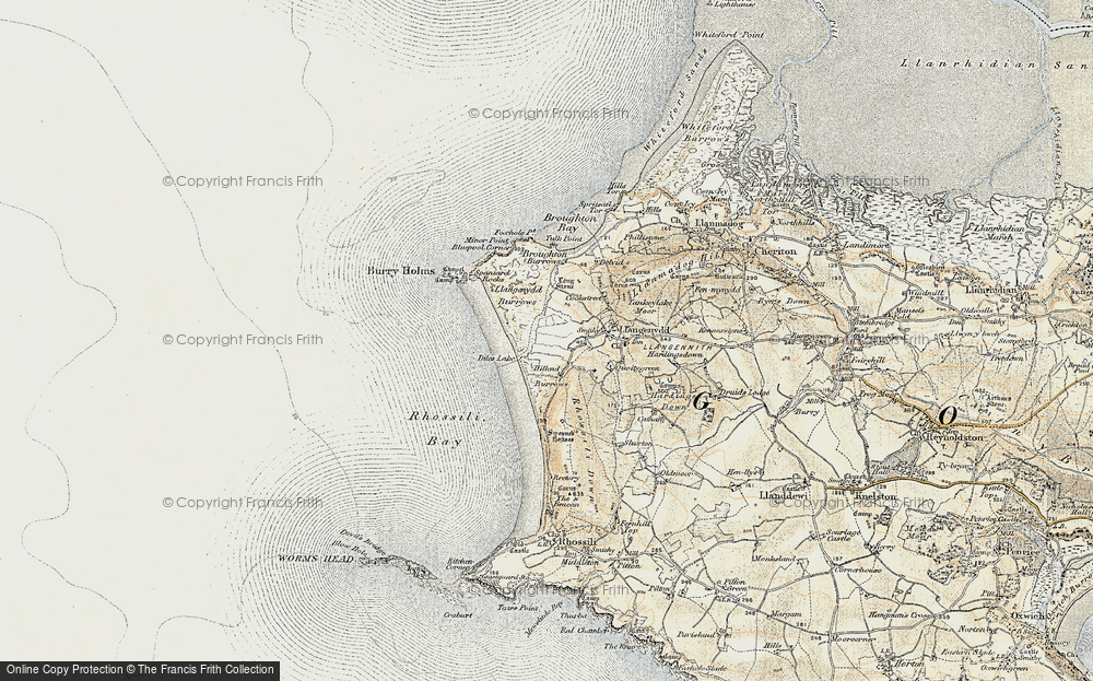 Old Map of Historic Map covering Broughton Burrows in 1900-1901