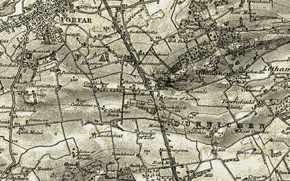 Old map of Hillend in 1907-1908