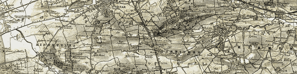 Old map of Bankhead in 1907-1908