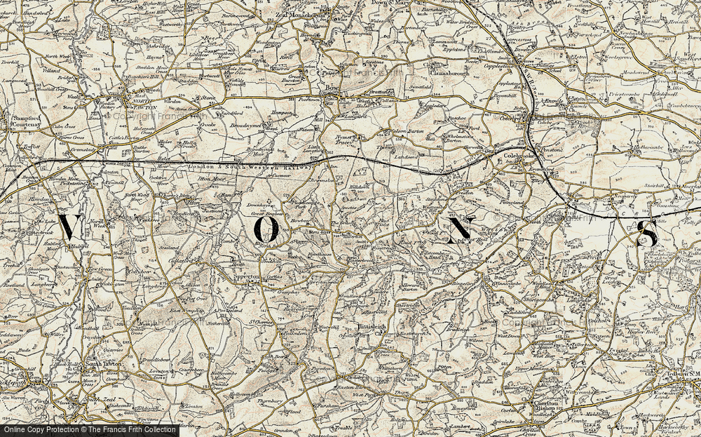 Old Map of Historic Map covering Blue Violet in 1899-1900